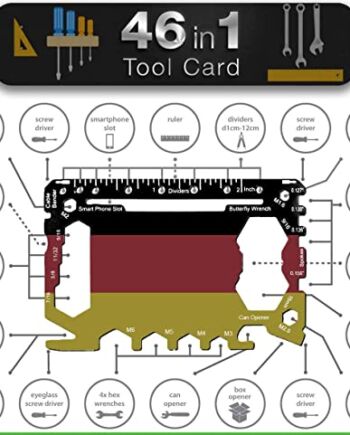 Zestaw portfela na gadżety w rozmiarze kart wielofunkcyjnych – zestaw kieszeni 46 w 1 | akcesoria wielofunkcyjne na kemping na świeżym powietrzu | stal nierdzewna | idealny na prezenty dla mężczyzn | flaga DE - kolorowa flaga niemiecka