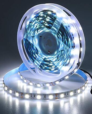 JOYLIT 12 V taśmy LED białe 6000-6500 K, 16,4 stopy/5 m elastyczne 300 jednostek SMD5050 LED, nie wodoodporne taśmy LED o wysokiej jasności.