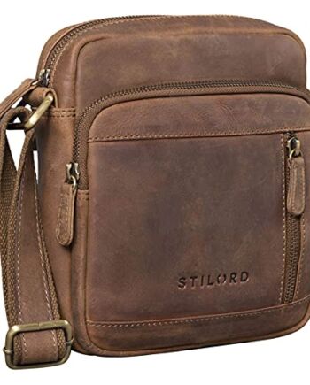 STILORD Torba męska na ramię "Trae" mała skórzana torba w stylu vintage listonoszka męska torba na tablet nowoczesna skórzana torba na ramię dla mężczyzn