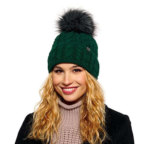 Damska zimowa czapka, ciepła czapka z dzianiny, czapka zimowa z pompon - obrazek 2