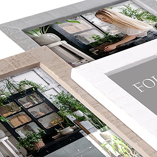 HAES DECO - Ramka na zdjęcia kolaż/drewniana galeria obrazów Honfleur ze standardem do kolażu 10x10 i 3X 10x15 (rozmiar 42 x 27 cm) - MP131 - obrazek 4