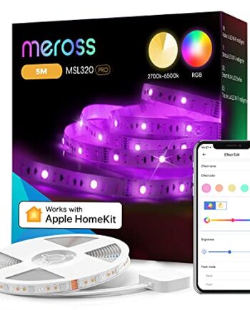 meross Taśma LED 5 m kompatybilna z Apple HomeKit, Wi-Fi taśma LED, Smart RGBWW, kompatybilna z Alexa i Google, do domu, na imprezę, Boże Narodzenie