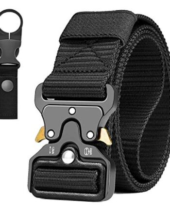 Qhui Pasek taktyczny, męski z nylonu wojskowego, szybkie zapięcie, metalowa klamra, pasek z klamrą do czajnika, do uprawiania sportów na świeżym powietrzu, na kemping, 130 x 3,8 cm
