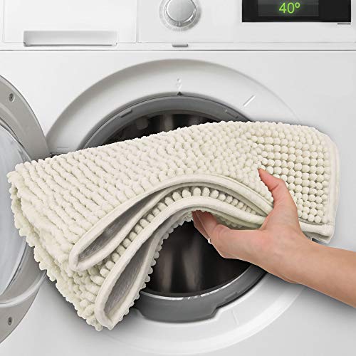 Beautissu BeauMare WR Chenille, antypoślizgowy, nadaje się do ogrzewania podłogowego – puszysty dywanik łazienkowy do prysznica, wanny i toalety, w kolorze naturalnym - obrazek 4