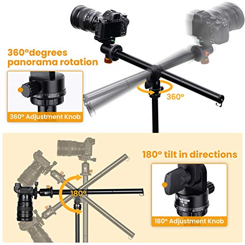 TARION Statyw fotograficzny z ramieniem wysięgnika, z poziomą środkową kolumna długości 48 cm, do zdjęć panoramicznych w zakresie 360°, z torbą na statyw (ramię wysięgnika aparatu plus) - obrazek 6