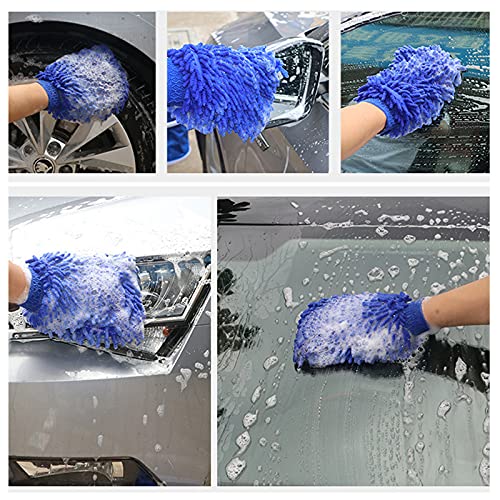 Rękawica Samochodowa z Mikrofibry Rękawica do Mycia Samochodu i Gospodarstwa Domowego Dwustronna Rękawica Mycia Samochodu Szenila Rękawiczek do Czyszczenia Samochodu i Czyszczenia w Domu 4 części - obrazek 3