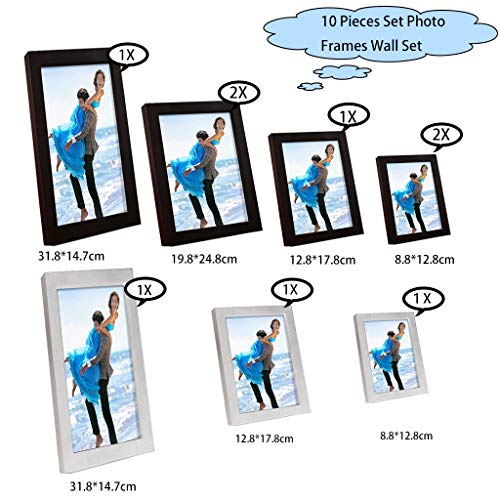 Zestaw 9 ramek na zdjęcia, z literami Home My Love, 4 rozmiary: 3 szt. - 8,8 x 12,8 cm, 2 szt. - 12,8 x 17,8 cm, 2 szt. - 19,8 x 24,8 cm, kreatywna dekoracja ścienna (Kolor: D) ) - obrazek 7