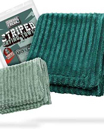 Garage Freaks - Striped Drying Towel - XL sucha ściereczka 50 x 80 cm, 1300 g/m², jasnozielona - bardzo chłonna, hybrydowa ściereczka do osuszania - wysycha samochód, motocykl i rower