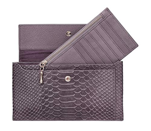 Ziilay torebka damska z pełnej skóry bydlęcej, torebka wieczorowa, torebka kopertowa, z etui na karty, burgundowy (fioletowy) - 88ZL01-PL