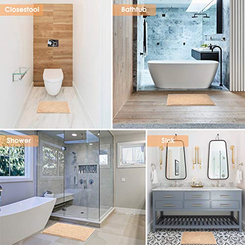 JARITTO Łazienka antypoślizgowa mata łazienkowa szenilowa mikrofibra dywan podłogowy miękki można prać w pralce chłonny do prysznica toalety 40 x 60 cm (beżowy) - obrazek 5