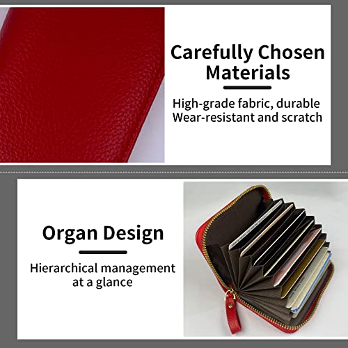 Newaner Etui na karty kredytowe, portfel dla kobiet i mężczyzn, ochrona RFID, etui na karty kredytowe, 11 przegródek, etui na karty, przenośna szczotka antykradzieżowa, mały portfel z zamkiem błyskawicznym (czerwone), czerwony, 1, nan - obrazek 5