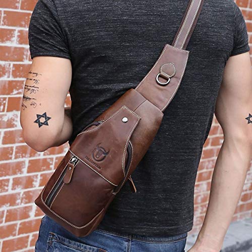 Skórzana torba męska Sling Bag plecak na ramię torba na ramię torba na - obrazek 5