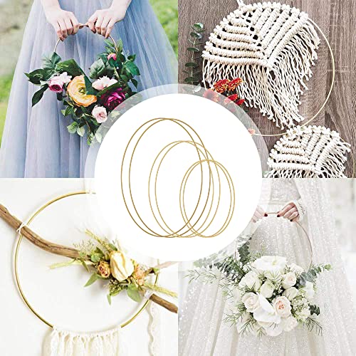 8 sztuk metalowych pierścieni w kształcie kwiatów, złote metalowe pierścienie, dekoracja łapacza snów, pierścionki florystyczne, do samodzielnego wykonywania łapaczy snów, dekoracja girland, dekoracja ścienna, 4 rozmiary - obrazek 3