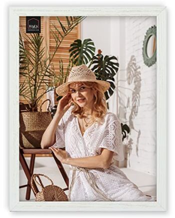 HAES DECO - Drewniana ramka na zdjęcia 30x40 Triberg biała - ramka portretowa z mocowaniem na ścianie - wymienna rama/portretowa - na 1 zdjęcie w formacie 30x40 cm - SP13640