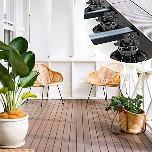 Lospitch Łożysko poprzeczne, łożysko tarasowe, WPC, podstawa z regulacją wysokości 30-60 mm, łożysko belkowe, do płyt tarasowych, ceramiki, kamienia, betonu (60-140 mm, 10 sztuk) - obrazek 3