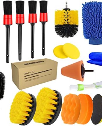 LEICESTERCN Zestaw do czyszczenia samochodu, 18 sztuk, zestaw do mycia samochodu, szczotka do czyszczenia samochodu, szczotka do felg, ręcznik do mycia samochodu, szczotki do samochodu, do wnętrza samochodu, motocykla