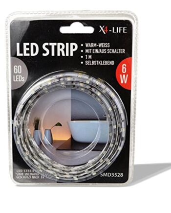 X4-LIFE Taśma LED 1 m ciepła biel 12 V - zasilacz sieciowy - samoprzyl