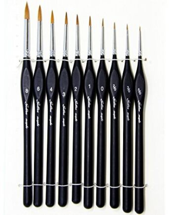 Zestaw pędzli do malowania – drobne pędzle do malowania farbami akrylowymi, akwareli, zestaw 10 pędzli malarskich dla artystów, idealne do farb akrylowych, farb wodnych, malowania figurek i wzorów na paznokciach.