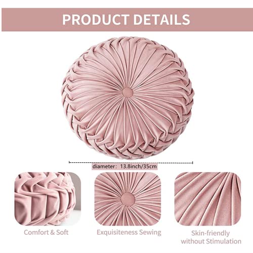 Okrągła poduszka na sofę 34,7 cm czysty kolor aksamitna dekoracja domu - obrazek 7