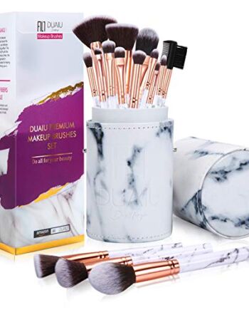 FILY DUAIU profesjonalne 15-częściowy zestaw pędzli do makijażu, z marmuru, do podkładu, korektora i cieni do powiek, w eleganckim pudełku prezentowym z marmurowego wiaderka.