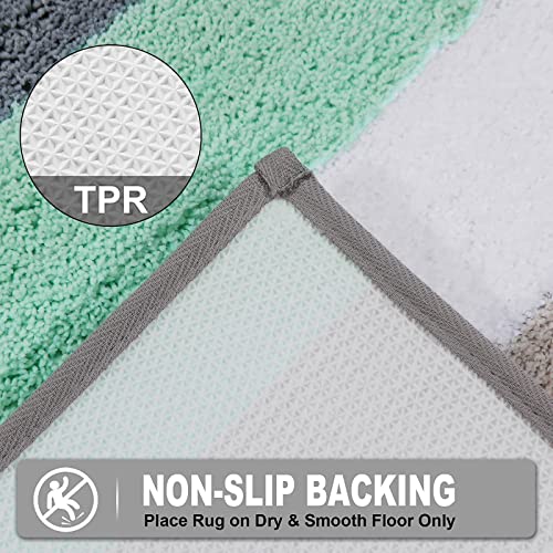 Pauwer 2-częściowy zestaw dywaników łazienkowych, z mikrofibry, antypoślizgowych, nadaje się do prania, 45 x 65 cm + 50 x 80 cm, kolor zielony - obrazek 7