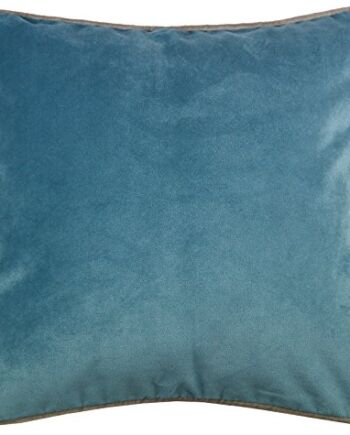 Poszewka na poduszkę z aksamit w kolorze kaczego błękitu, matowa, paspelowana, 43 cm x 43 cm. Z luksusowej kolekcji McAlister