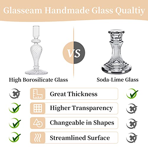 Świecznik uchwyt szklany gwintowany 2 szt. stożkowe świeczniki Boże Narodzenie Halloween Centrale dekoracje do wewnątrz na zewnątrz pasuje do 2 cm grubej świecy na ślub dom ogród biuro - obrazek 4