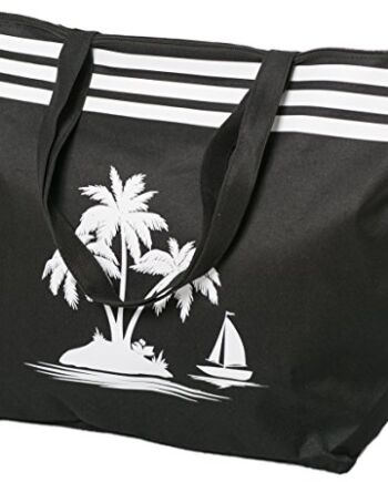AIREE FAIREE Torba plażowa damska torba na ramię Shopper letnia torba zamykana zamek błyskawiczny rozmiar 50 x 40 x 16 cm wzór palmy