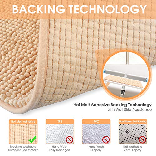 JARITTO Łazienka antypoślizgowa mata łazienkowa szenilowa mikrofibra dywan podłogowy miękki można prać w pralce chłonny do prysznica toalety 40 x 60 cm (beżowy) - obrazek 7