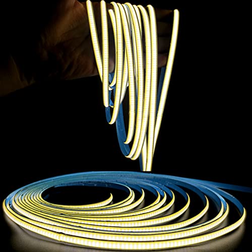 Taśma LED 24 V, szerokość 5 mm, ultra cienka taśma LED COB naturalna biel 4000 K 5 m 480 diod LED/m, łącznie 2400 diod LED, neonowe światło LED, listwa świetlna na imprezę, ladę, regał, do mieszkania - obrazek 6