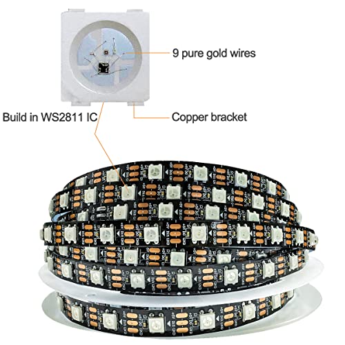 WS2812B taśma LED RGB pasek LED 5m 5V 5050 300 LEDs IP30 elastyczna cz - obrazek 7