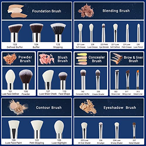 Jessup Marka 25 szt. profesjonalny zestaw pędzli do makijażu uroda kosmetyczna podkład pudrowy korektor cieni do powiek mieszanie różu rozświetlacz naturalne syntetyczne szczotki do włosów (czarny/srebrny) - obrazek 9