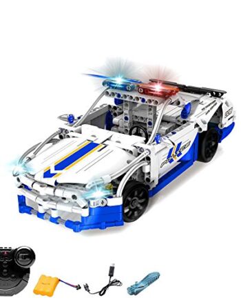 HSP Himoto 2,4 GHz RC zdalnie sterowany samochód policyjny z klocków z pilotem zdalnego sterowania, zestaw do montażu wtykowego, zestaw "zrób to sam", kompletny zestaw z akumulatorem i ładowarką