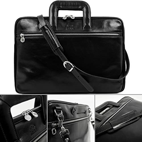 Time Resistance Wąska skórzana teczka - włoska ręcznie robiona skórzan - obrazek 6