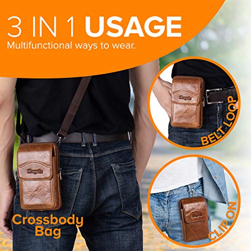 Hengwin Mała Torba z Paskiem na Ramię, Prawdziwa Skórzana Torebka z Kl - obrazek 2