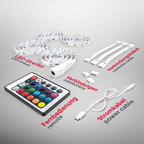 B.K.Licht - Taśma LED TV Strip RGB – listwa świetlna LED – 2 m taśma LED do podświetlenia tła ze zmianą kolorów 40-60 cali - obrazek 3