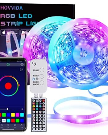 HOVVIDA taśma LED RGB 5050, 20 m, taśma LED RGB 12 V, sterowana przez aplikację, pilot na podczerwień i kontroler, taśma świetlna LED z 16 milionami kolorów, 28 trybów stylu, tryb sterowania czasowego