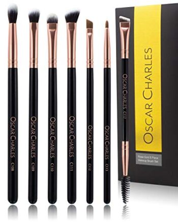 Oscar Charles 8-częściowy profesjonalny zestaw pędzli do makijażu oczu z miękkimi pędzlami mieszającymi, pędzlami do cieni do powiek i pędzlami do brwi - różowe złoto