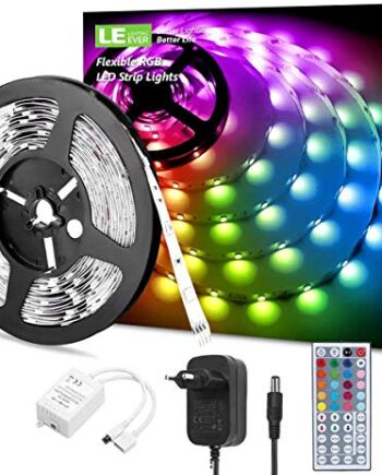 LE Zestaw Taśm LED RGB 5050 SMD LED, 12 V, Samoprzylepna Taśma LED, Listwa Świetlna LED IP20, Zasilacz i Kontroler w Zestawie