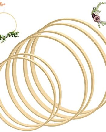 6 Sztuk Bambusowe PierśCienie Zestaw Dreamcatcher PierśCienie Bambusowe PierśCienie Makrama Zestaw PierśCieni Makrama Zestaw PierśCieni Makrama Craft PierśCień Wieniec PierśCienie Drewniane 3 Rozmiary