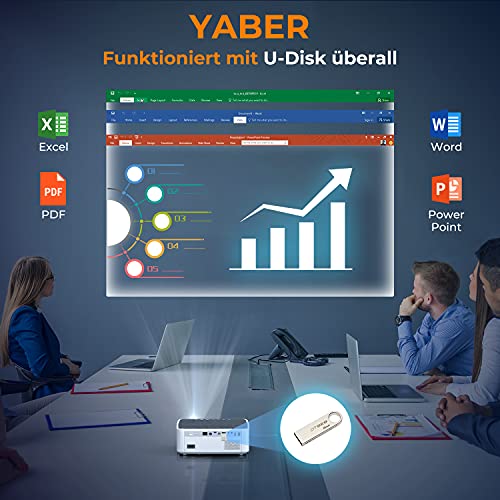 YABER Projektor WiFi Bluetooth 5G, 9500 lumenów, Full HD 1080p, projektor do kina domowego, z 4-punktową korekcją trapezu, obsługuje zoom 4K i 50%, prezentacja PPT, kompatybilny z iOS/Android/PC/Fire Stick - obrazek 4