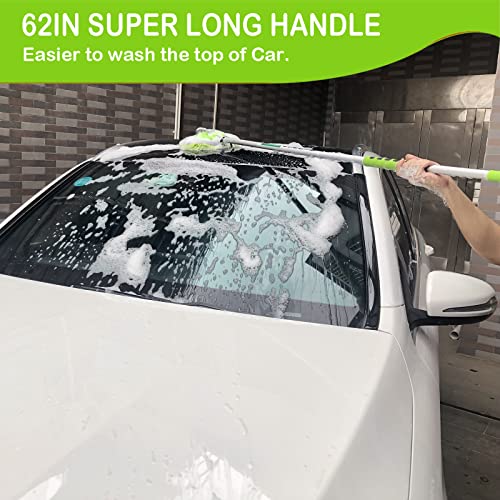 CityMoka Szczotka do mycia samochodu, zestaw do czyszczenia samochodu, 160 cm, mop do mycia samochodu z długim uchwytem, nadaje się do mycia samochodów, ciężarówek, SUV-ów, kamperów, przyczep i sprzątania domu, 3 w 1, szenilowa mikrofibra - obrazek 5
