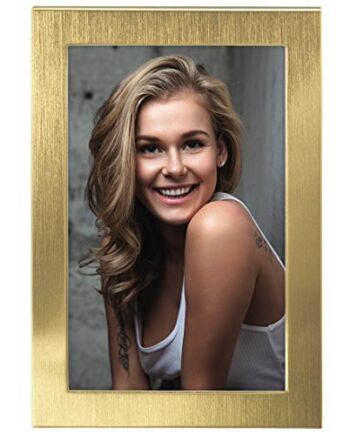 Hama Ramka na zdjęcia 10x15 cm Davos (ramka na zdjęcia z aksamitną tylną ścianką do postawienia i zawieszenia) złota