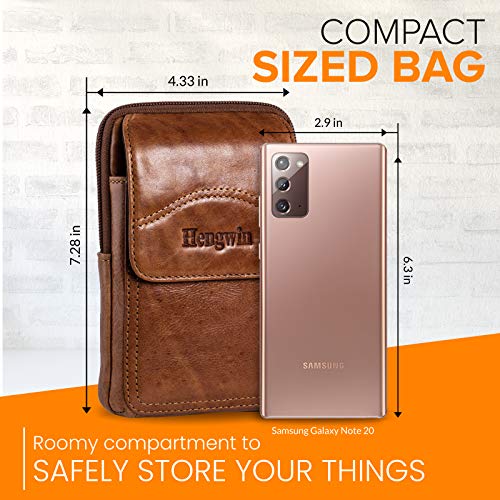 Hengwin Mała Torba z Paskiem na Ramię, Prawdziwa Skórzana Torebka z Kl - obrazek 6