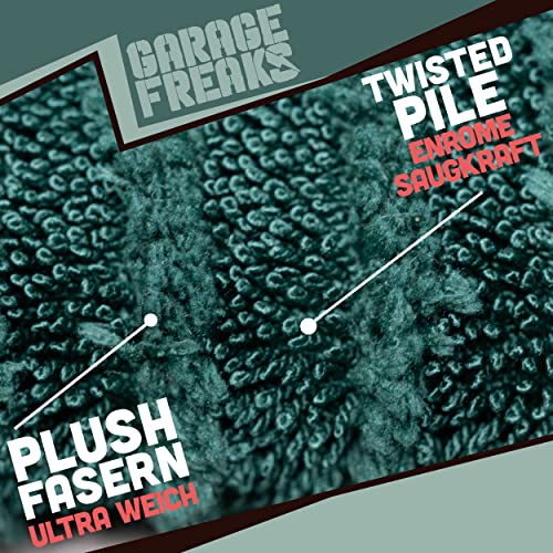 Garage Freaks - Striped Drying Towel - XL sucha ściereczka 50 x 80 cm, 1300 g/m², jasnozielona - bardzo chłonna, hybrydowa ściereczka do osuszania - wysycha samochód, motocykl i rower - obrazek 2