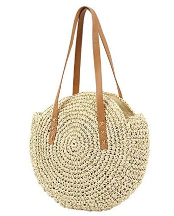 YXQSED okrągła pleciona torba ze słomy - letnia torba plażowa duży roz