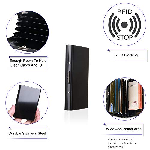 Vicloon Metalowy portfel na karty,ultra cienkie, aluminiowe, metalowe - obrazek 4