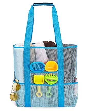 Bardzo duża siateczkowa torba Skrzynki/na ramię Lekkie składane wodoodporne torby bez piasku na piknik na plaży Basen Zakupy Pralnia Zabawki Organizator artykułów spożywczych…