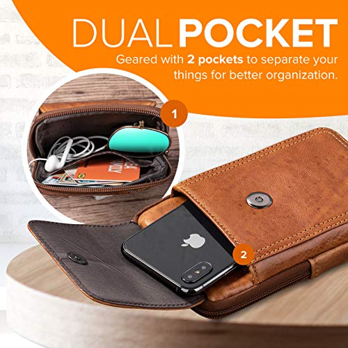 Hengwin Mała Torba z Paskiem na Ramię, Prawdziwa Skórzana Torebka z Kl - obrazek 5