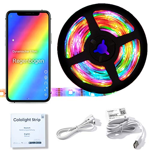 Cololight Taśma świetlna LED 30 – RGB, WLAN, kompatybilna z Apple Homekit, Alexa, Google Home, każda dioda LED inny kolor (30 diod LED na metr, zestaw startowy 2 m)